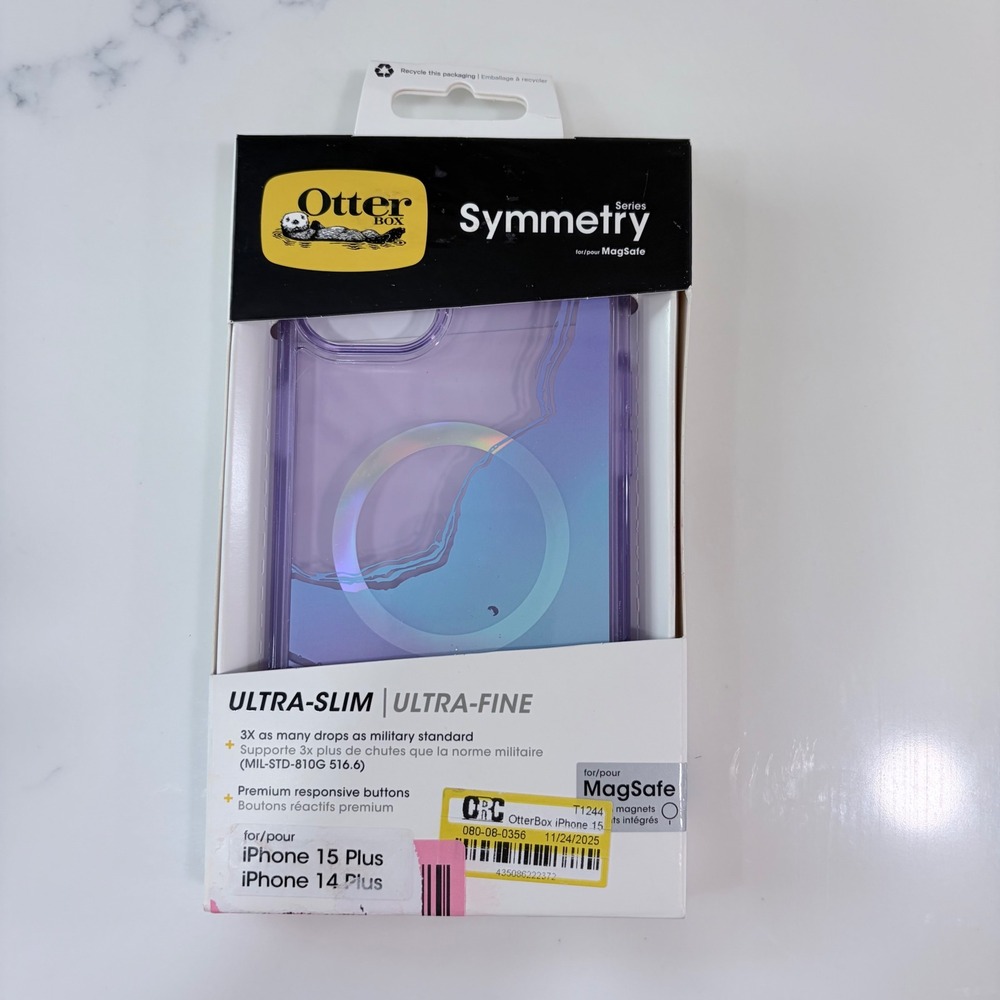 OtterBox Symmetry MagSafe iPhone 15 Plus iPhone 14 Plus Case Purple Iridescent